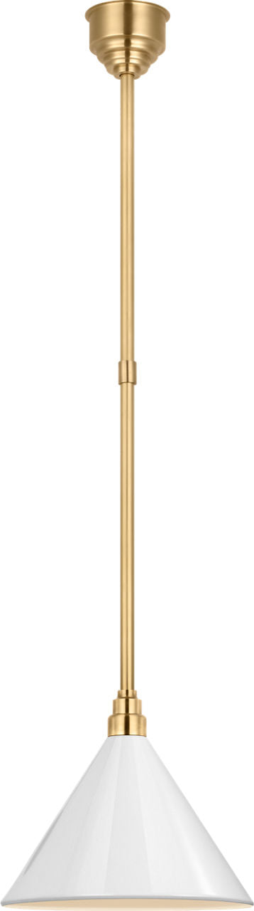 Academy Pendant | Hand-Rubbed Antique Brass | 12.5" White Conical Savannah Shade