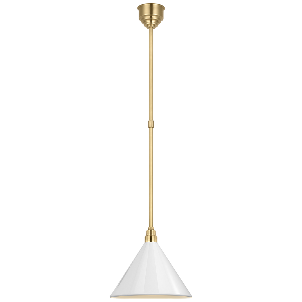 Academy Pendant | Hand-Rubbed Antique Brass | 12.5" White Conical Savannah Shade
