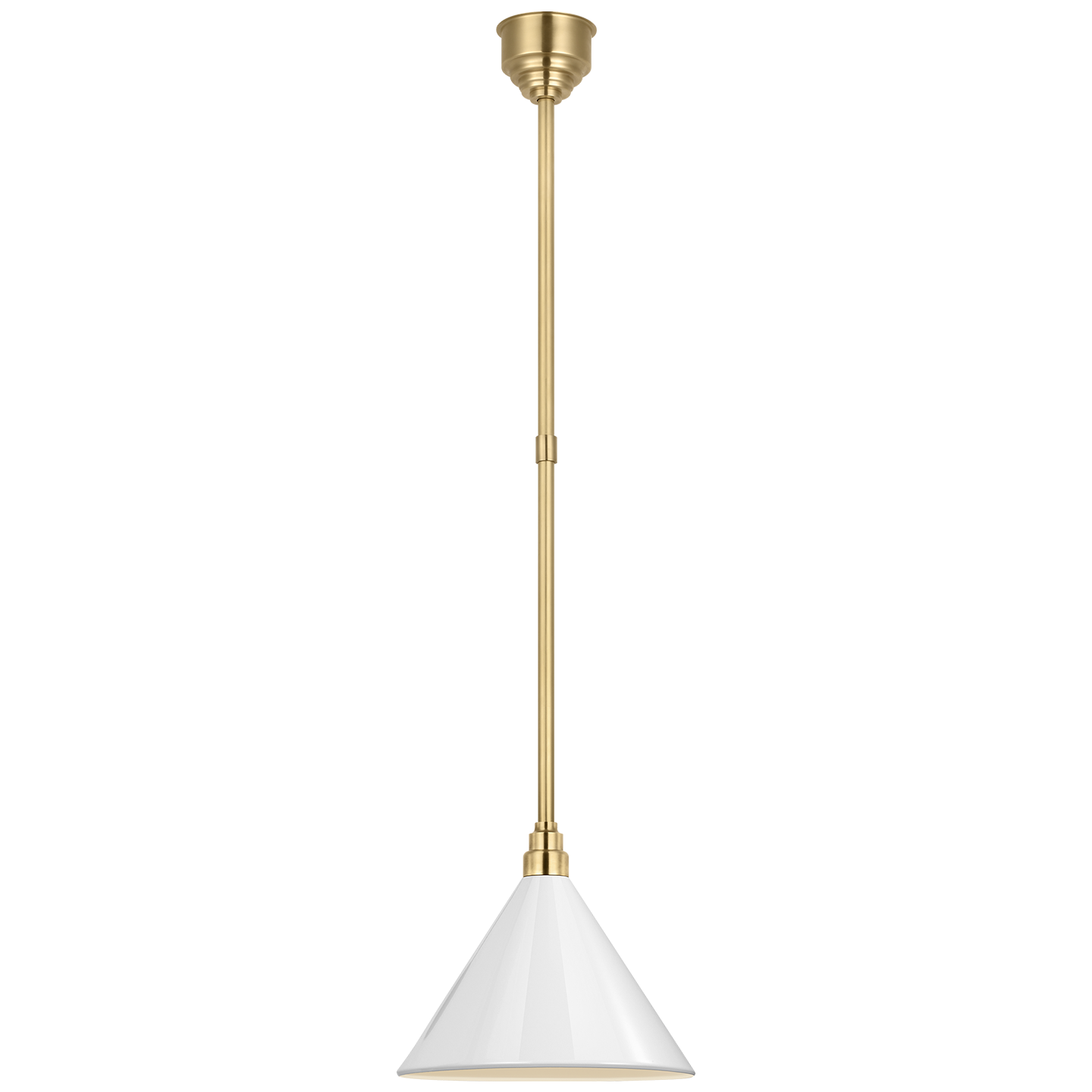 Academy Pendant | Hand-Rubbed Antique Brass | 12.5" White Conical Savannah Shade