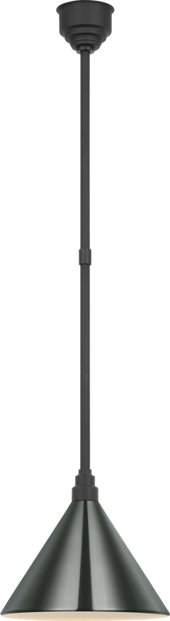 Academy Pendant | Matte Black | 12.5" Green Conical Savannah Shade