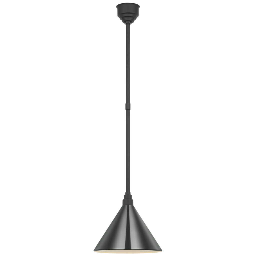 Academy Pendant | Matte Black | 12.5" Green Conical Savannah Shade