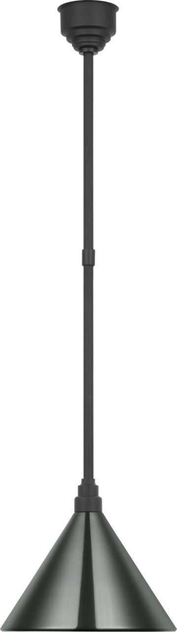 Academy Pendant | Matte Black | 12.5" Green Conical Savannah Shade