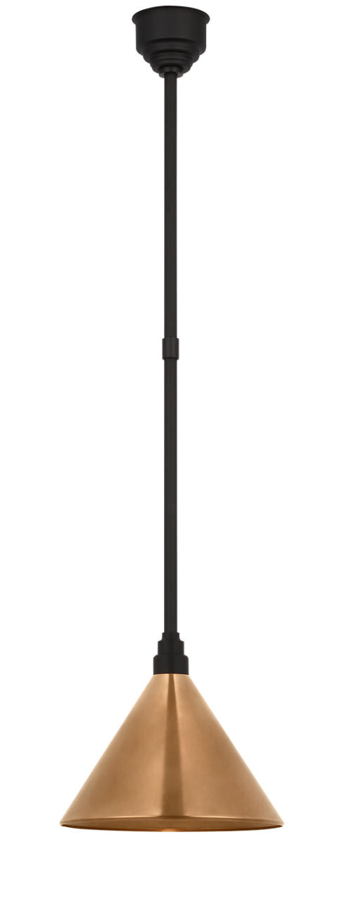 Academy Pendant | Matte Black | 12.5" Soft Copper Conical Savannah Shade