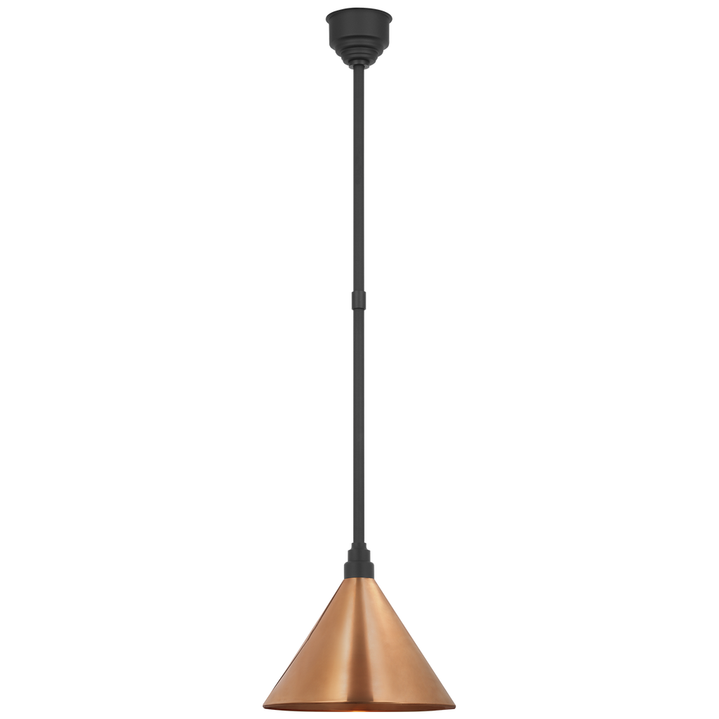 Academy Pendant | Matte Black | 12.5" Soft Copper Conical Savannah Shade