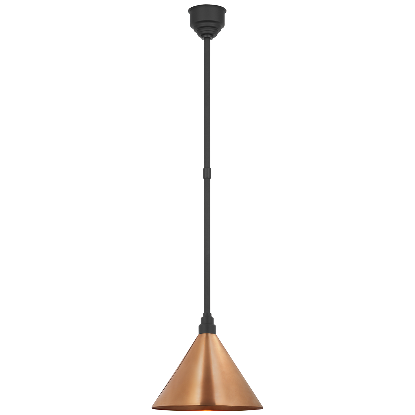 Academy Pendant | Matte Black | 12.5" Soft Copper Conical Savannah Shade
