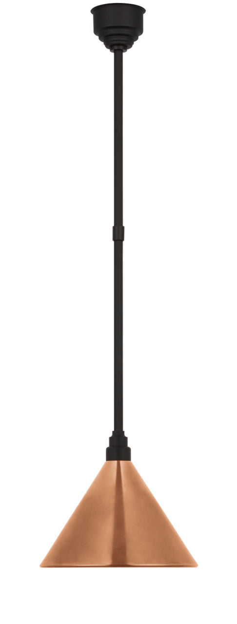 Academy Pendant | Matte Black | 12.5" Soft Copper Conical Savannah Shade