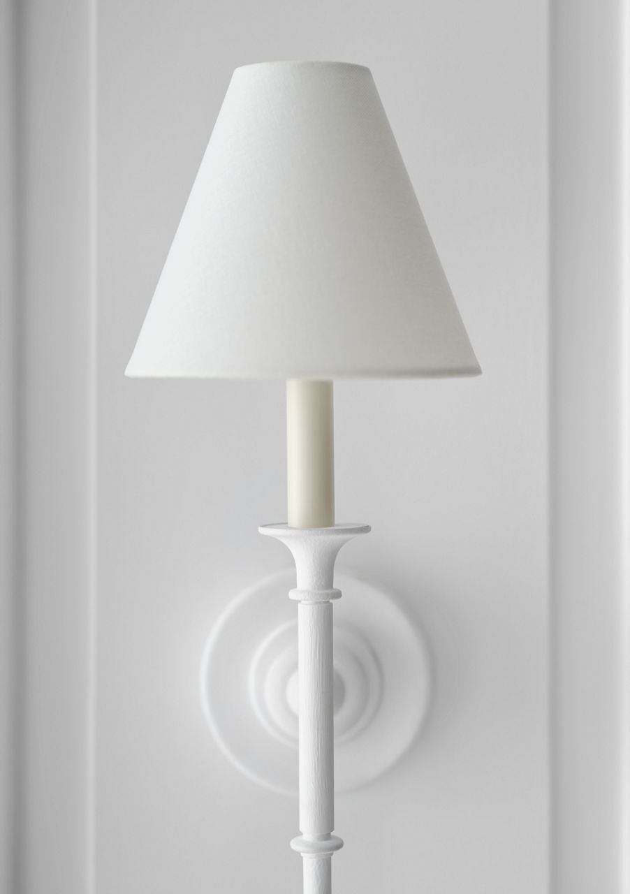 Piaf Large Tail Sconce | Plaster White | Linen Shade
