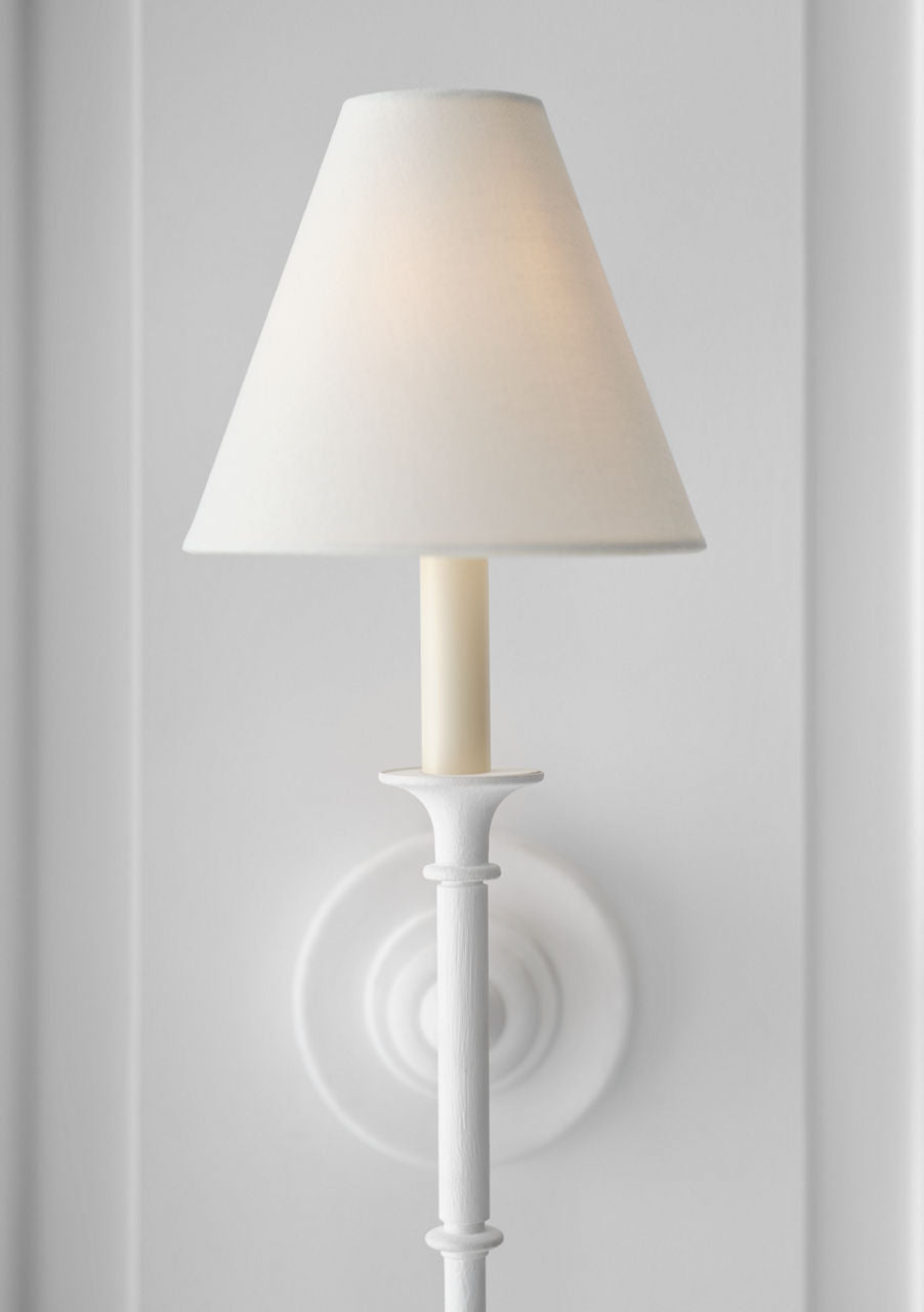 Piaf Large Tail Sconce | Plaster White | Linen Shade