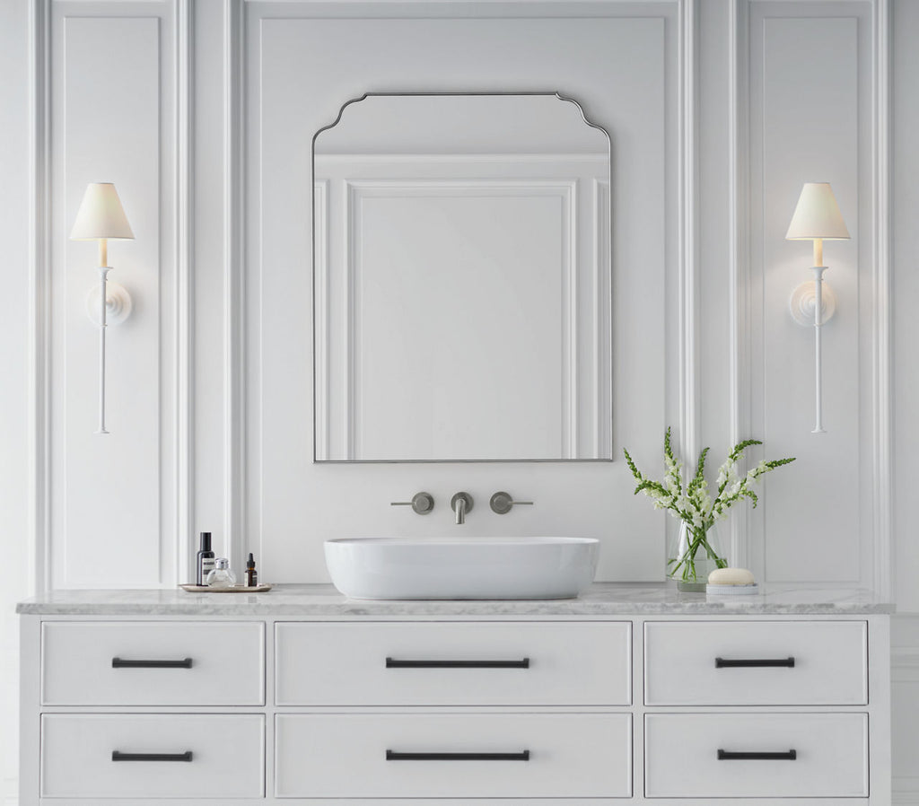 Piaf Large Tail Sconce | Plaster White | Linen Shade