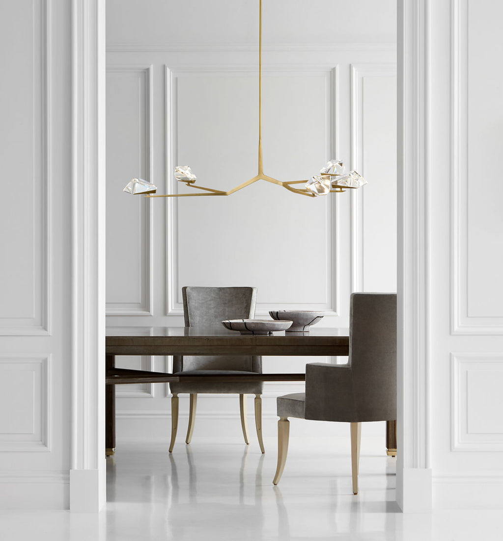 Turlington XL Linear Chandelier | Bronze and Hand-Rubbed Antique Brass | Bronze Shade