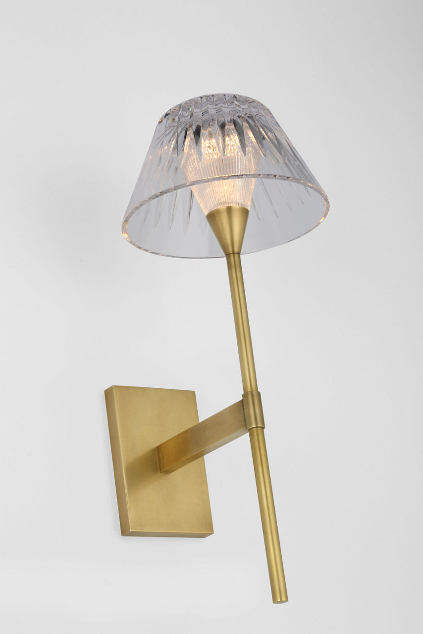 Blaze 14" Sconce | Natural Brass | Clear Crystal