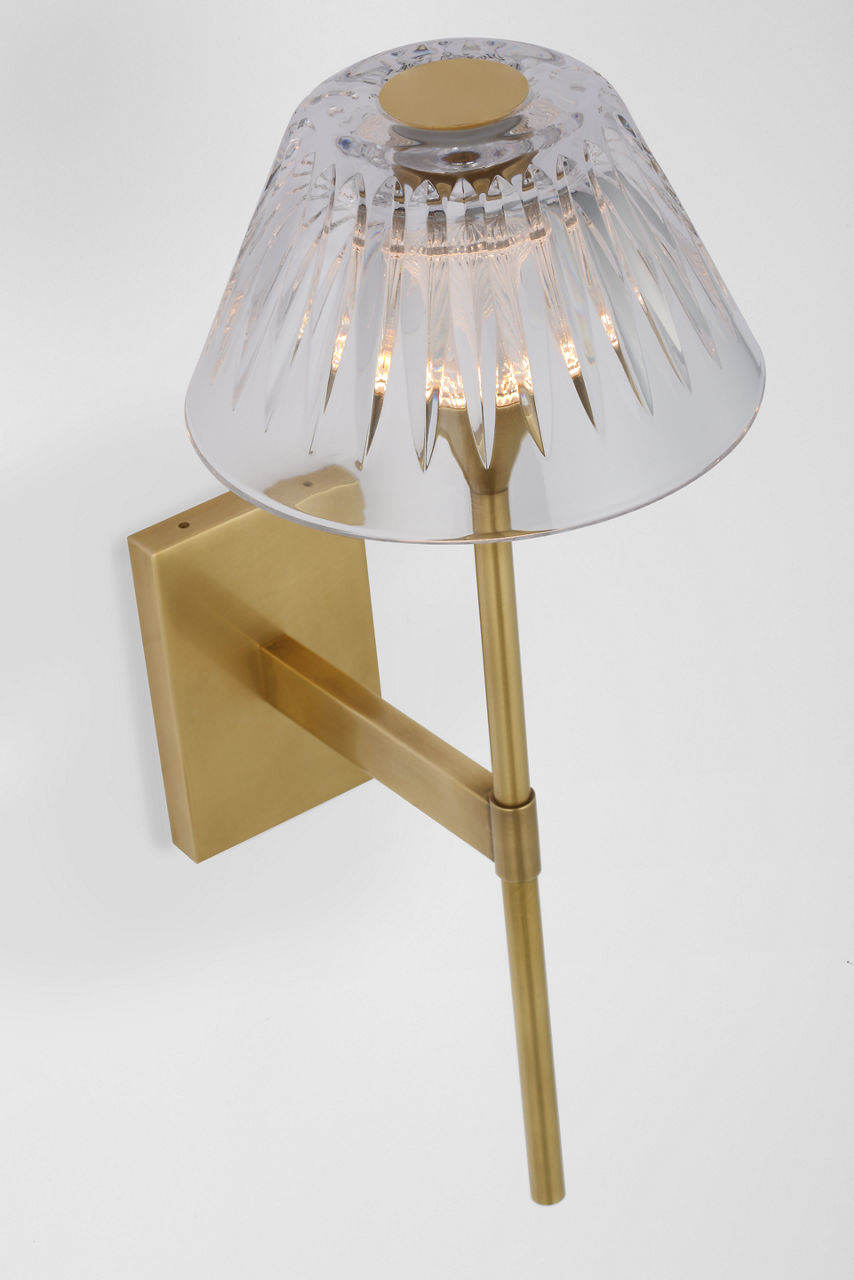 Blaze 14" Sconce | Natural Brass | Clear Crystal