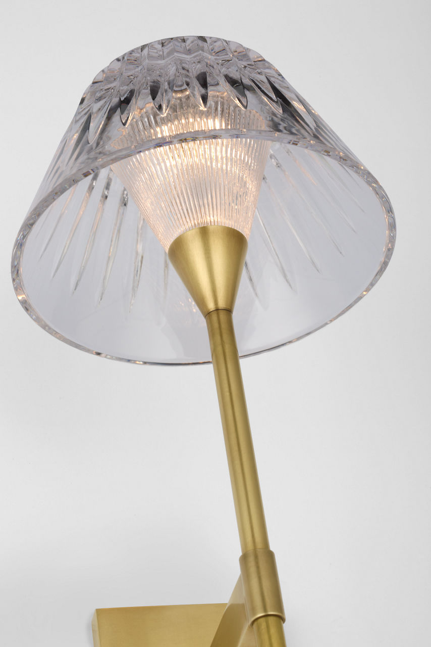 Blaze 14" Sconce | Natural Brass | Clear Crystal