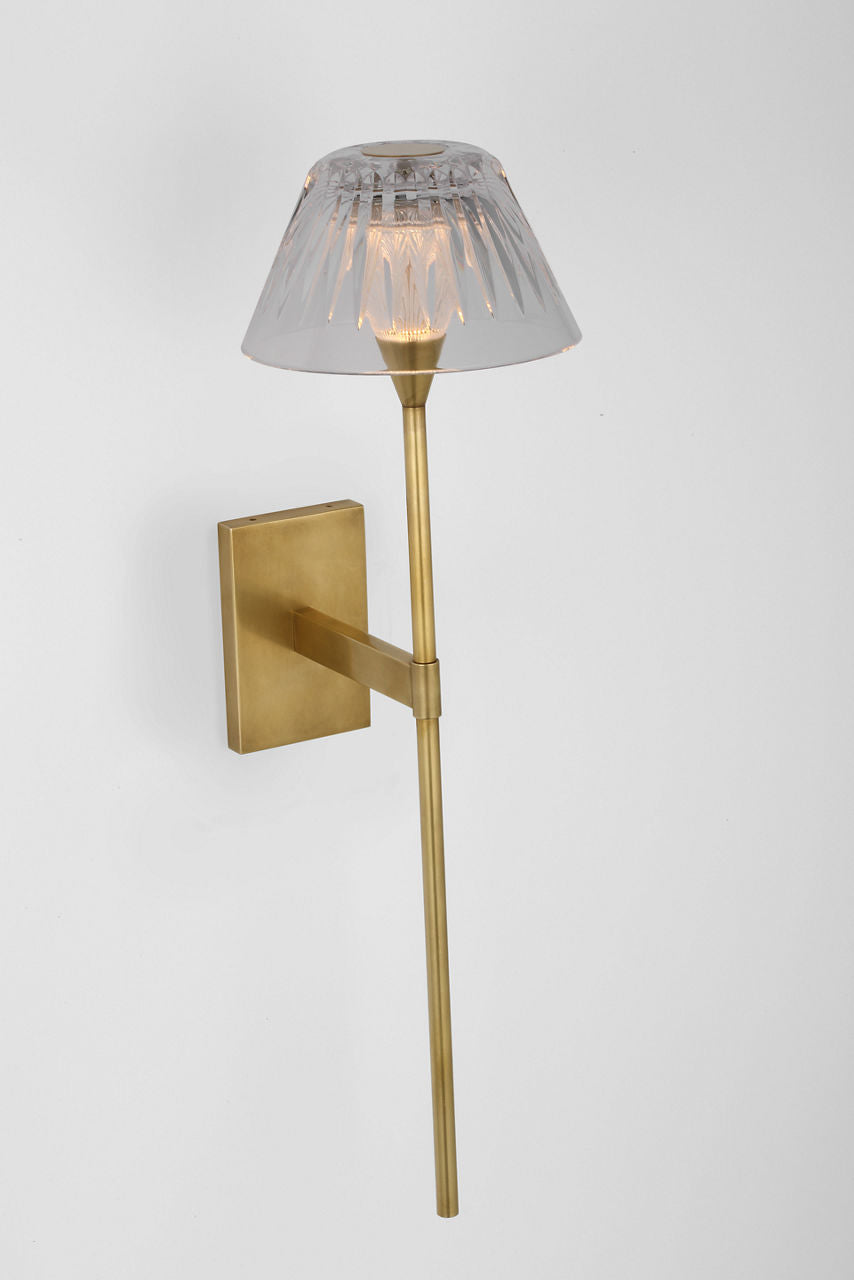 Blaze 19" Tail Sconce | Natural Brass | Clear Crystal