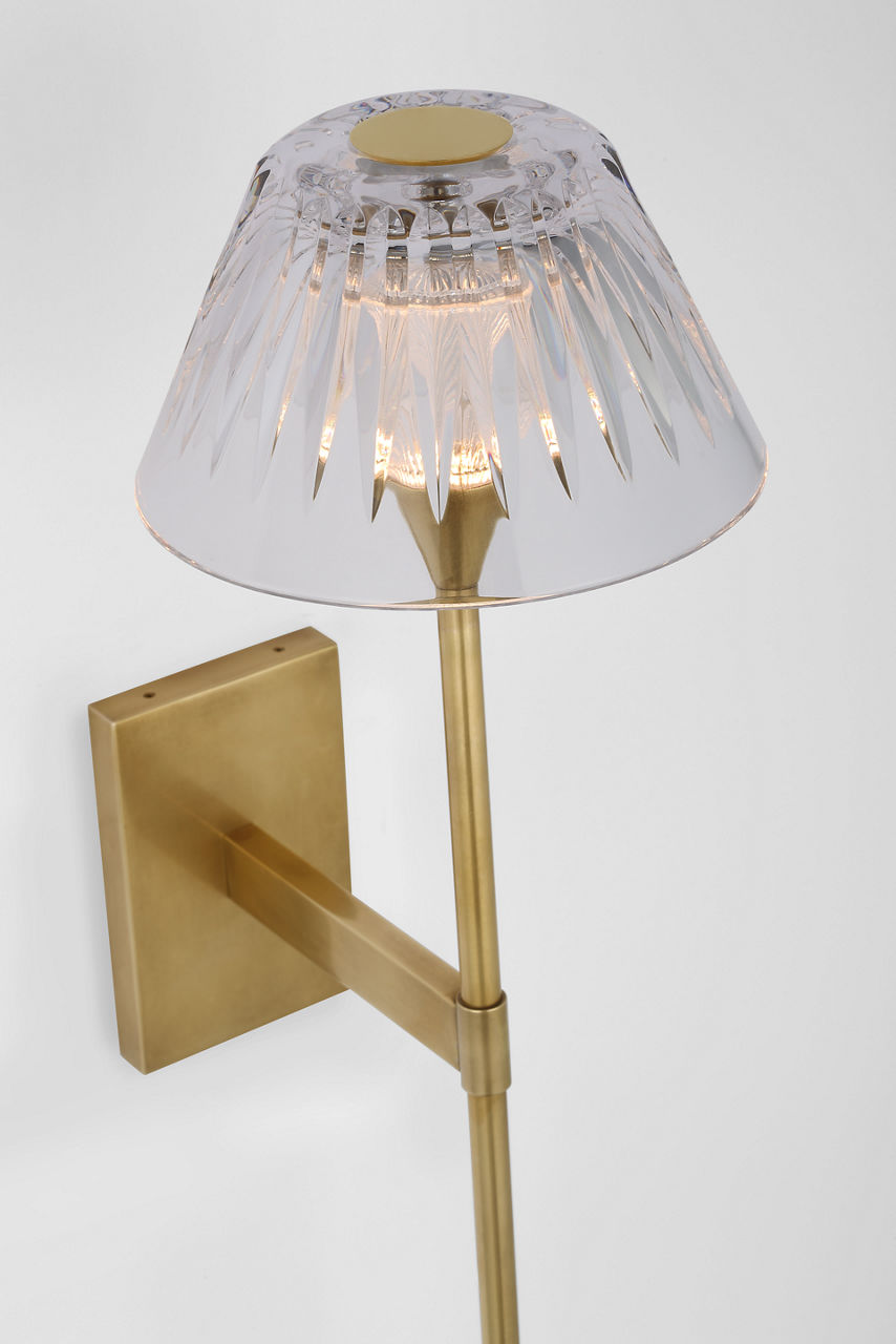 Blaze 19" Tail Sconce | Natural Brass | Clear Crystal