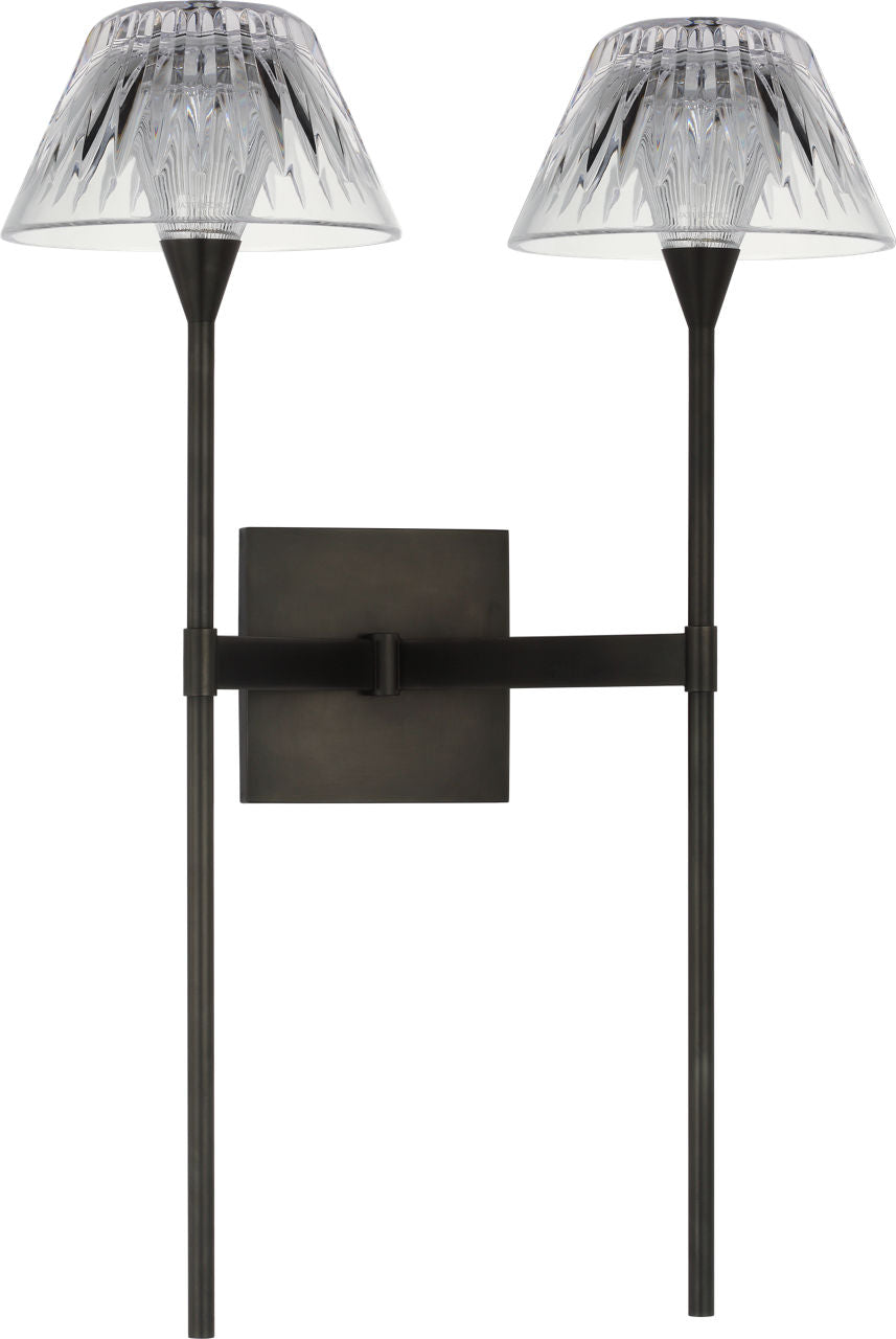 Blaze 19" 2 Light Tail Sconce | Bronze | Clear Crystal