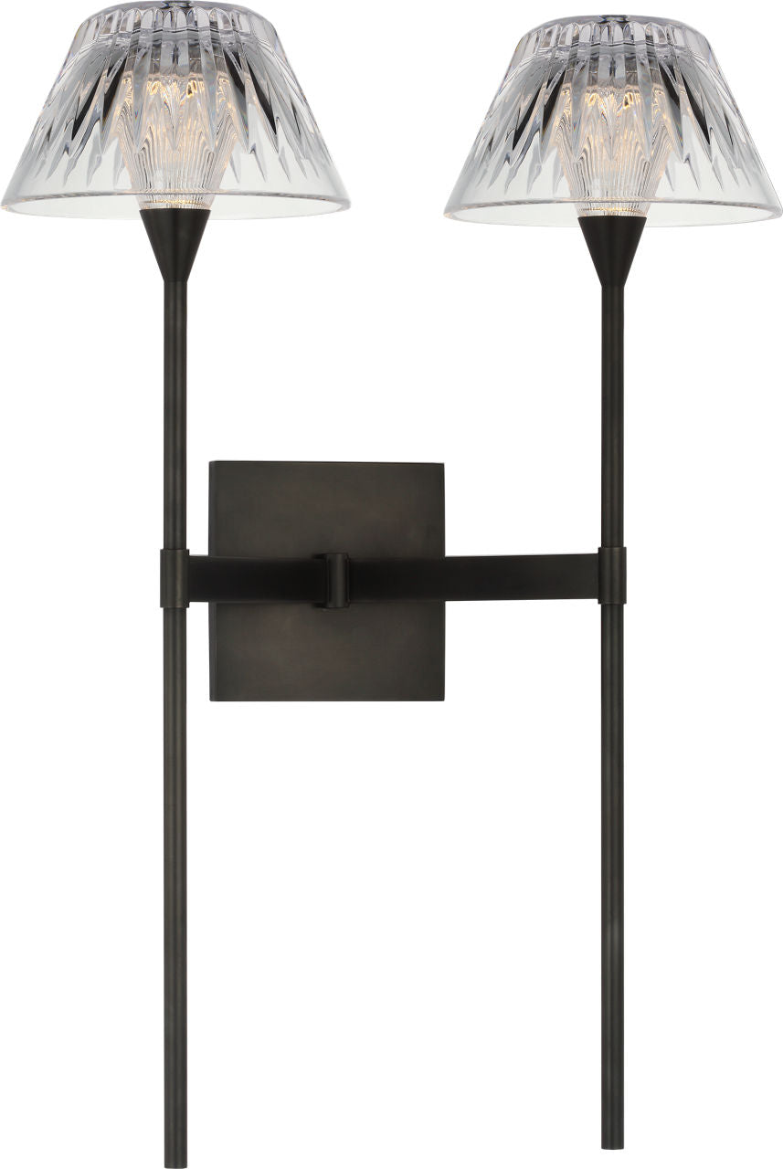 Blaze 19" 2 Light Tail Sconce | Bronze | Clear Crystal