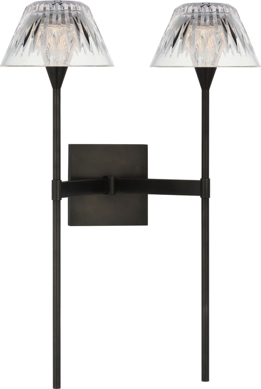 Blaze 19" 2 Light Tail Sconce | Bronze | Clear Crystal