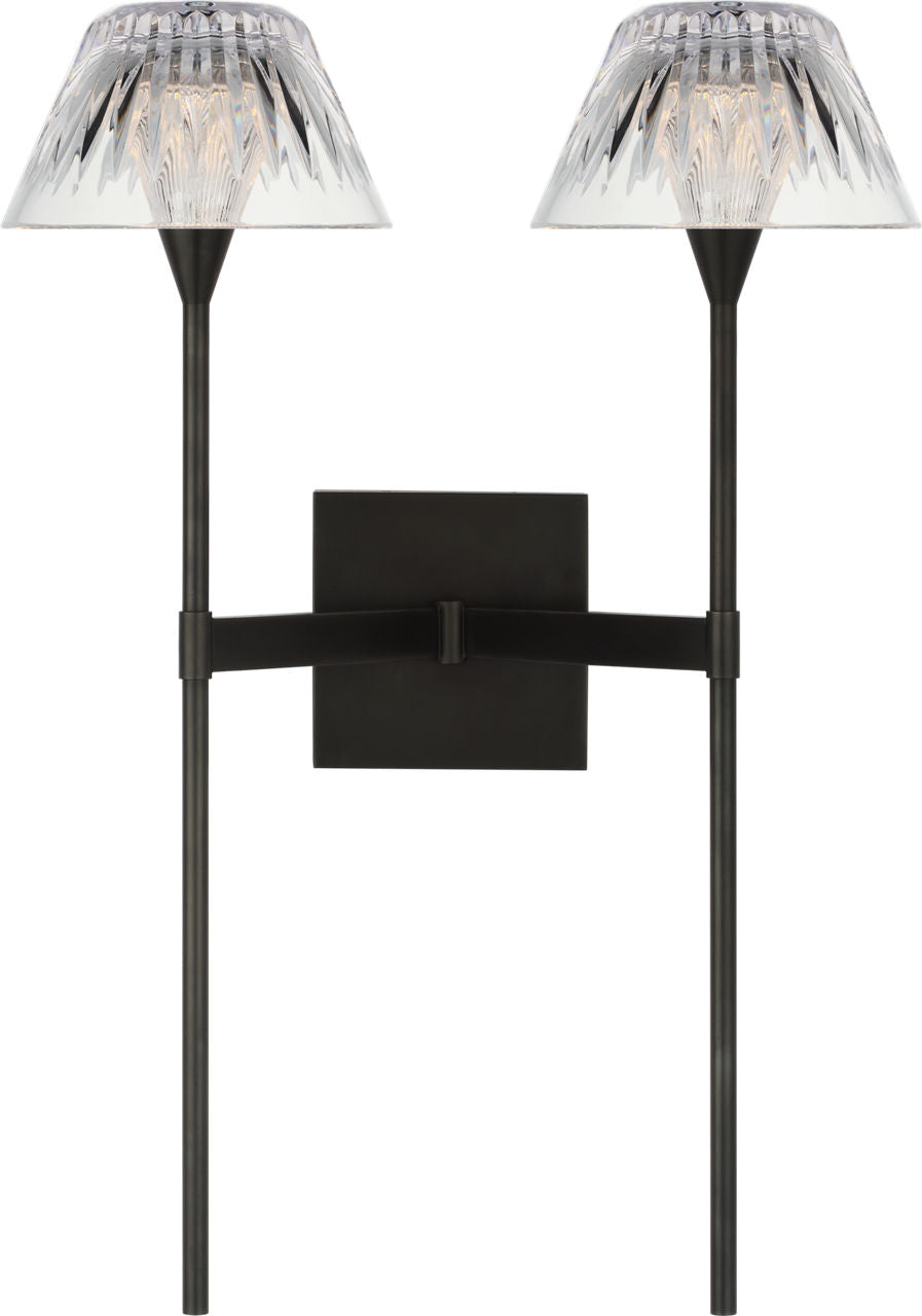 Blaze 19" 2 Light Tail Sconce | Bronze | Clear Crystal