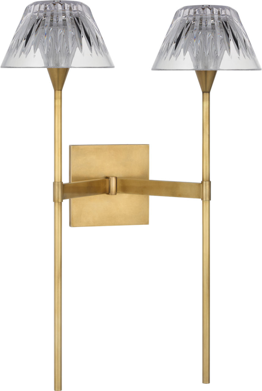Blaze 19" 2 Light Tail Sconce | Natural Brass | Clear Crystal