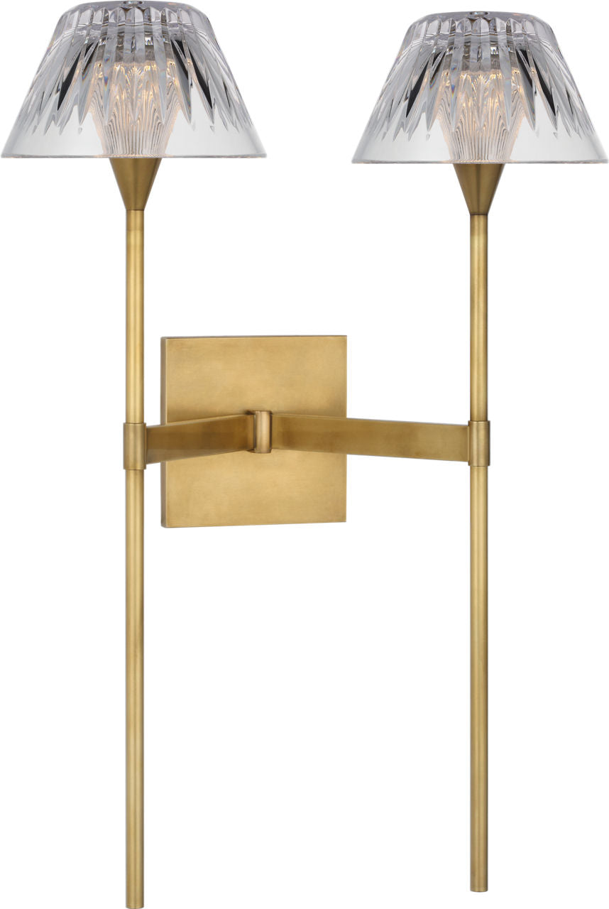 Blaze 19" 2 Light Tail Sconce | Natural Brass | Clear Crystal