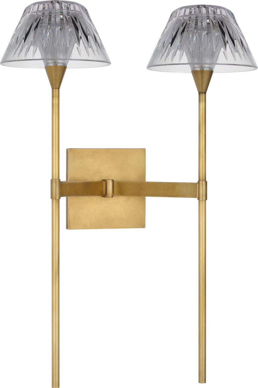 Blaze 19" 2 Light Tail Sconce | Natural Brass | Clear Crystal