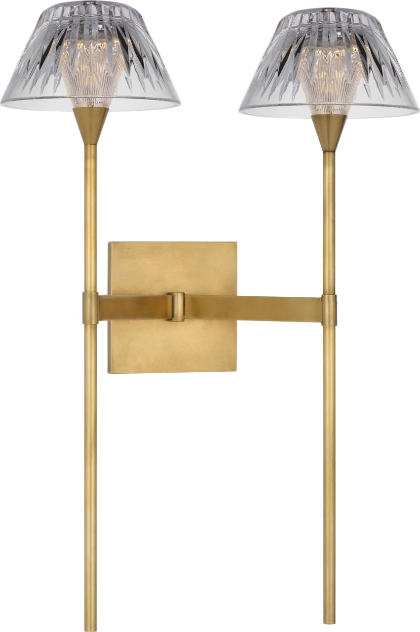 Blaze 19" 2 Light Tail Sconce | Natural Brass | Clear Crystal