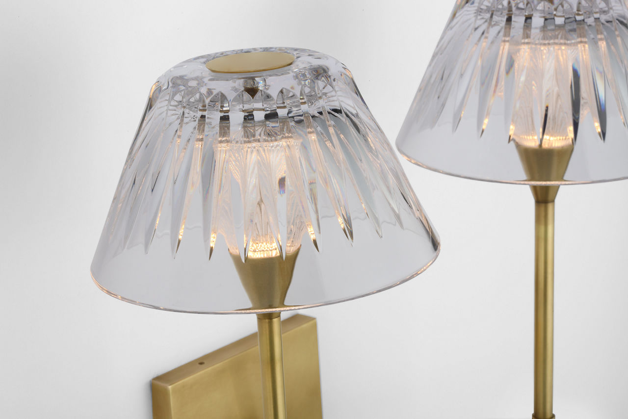 Blaze 19" 2 Light Tail Sconce | Natural Brass | Clear Crystal