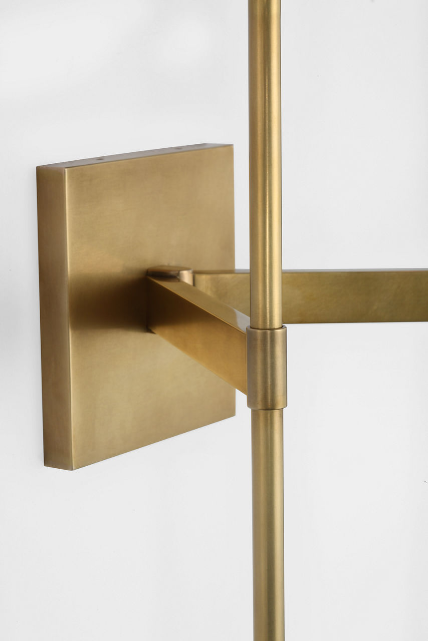 Blaze 19" 2 Light Tail Sconce | Natural Brass | Clear Crystal