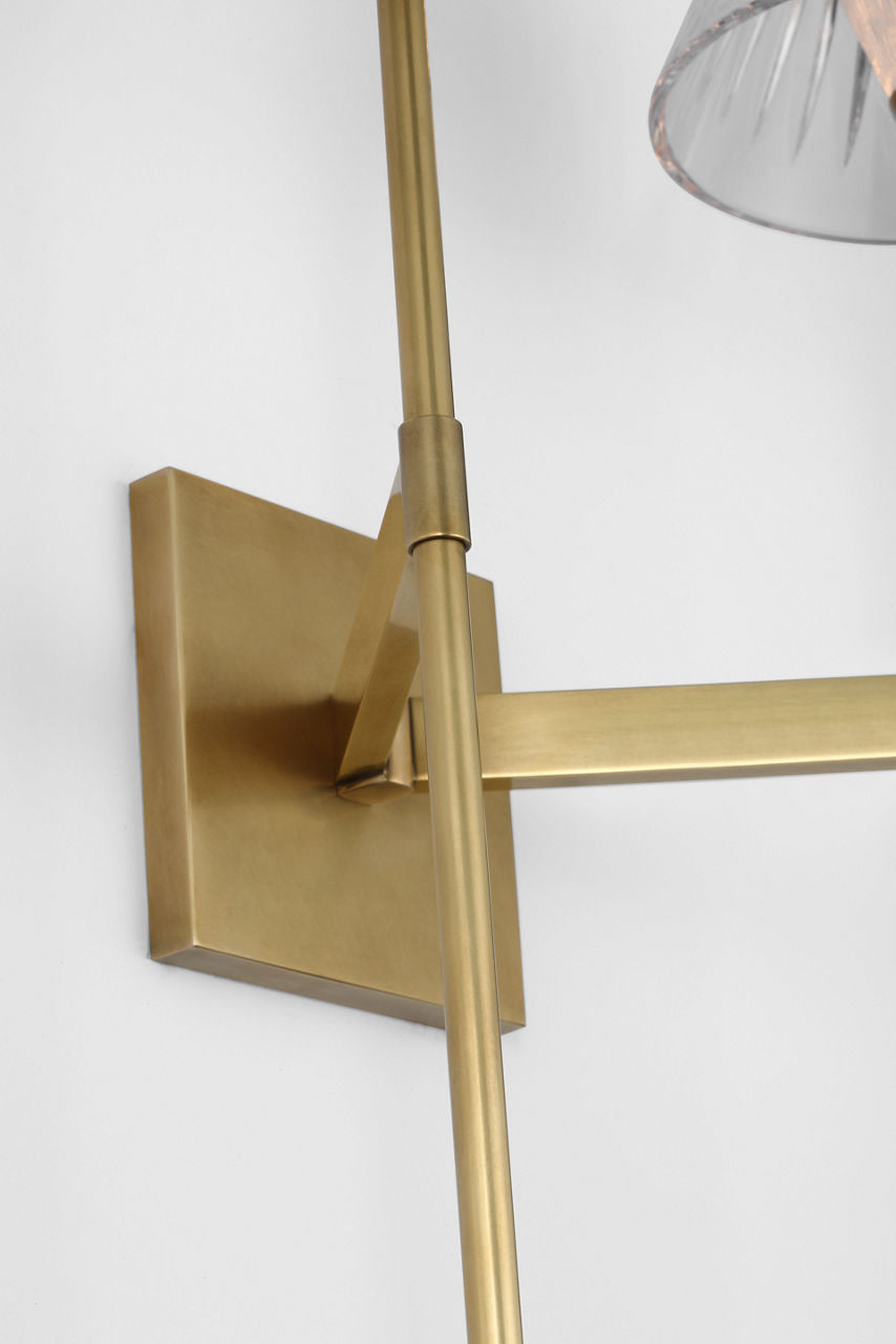 Blaze 19" 2 Light Tail Sconce | Natural Brass | Clear Crystal