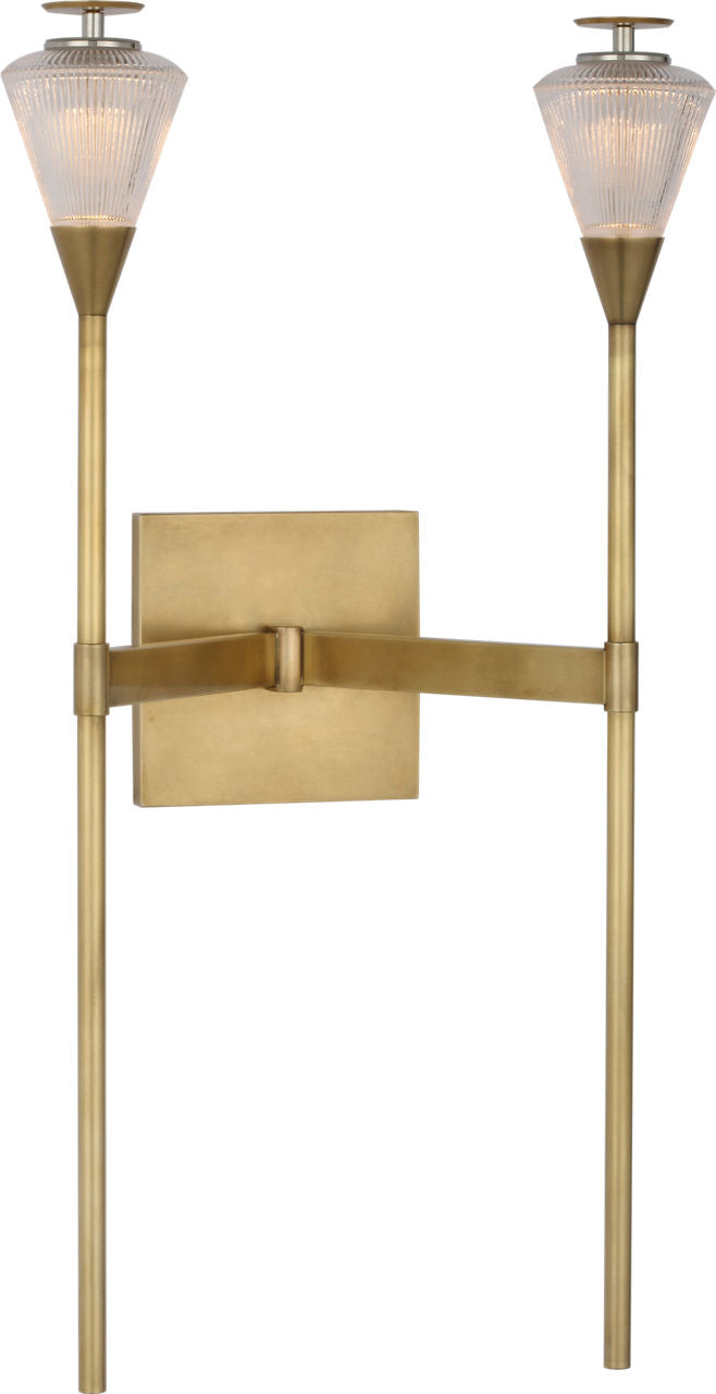 Blaze 19" 2 Light Tail Sconce | Natural Brass | Clear Crystal