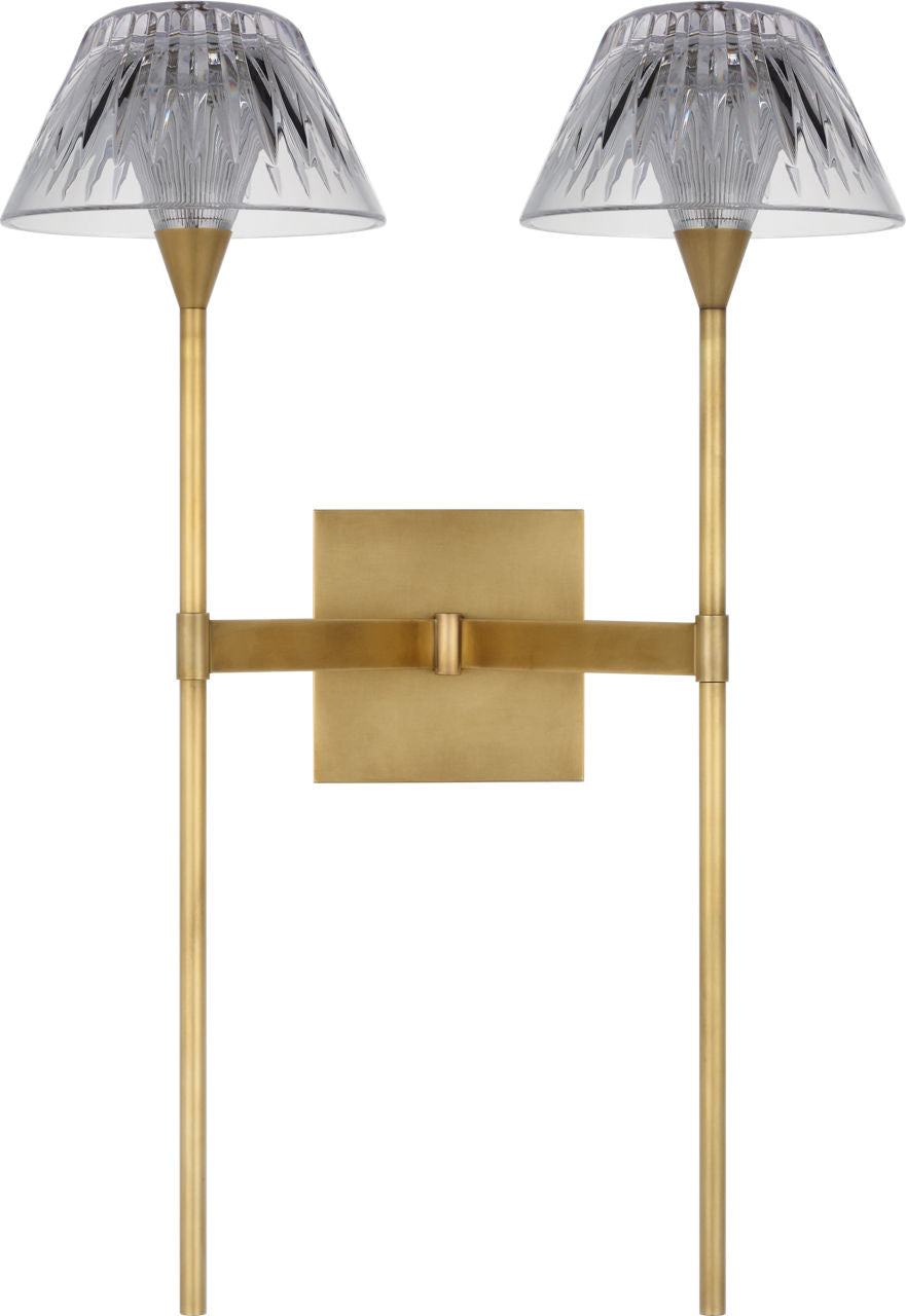 Blaze 19" 2 Light Tail Sconce | Natural Brass | Clear Crystal