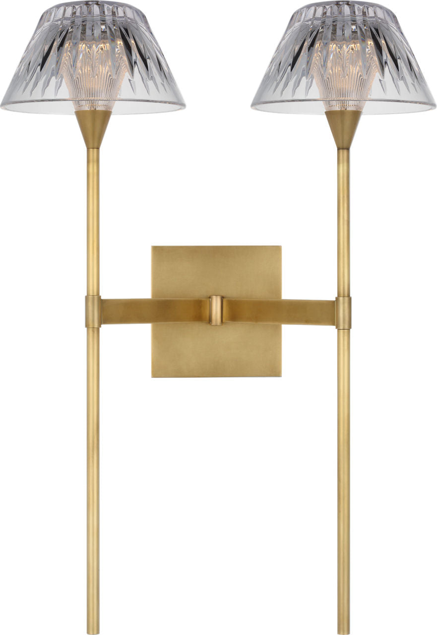 Blaze 19" 2 Light Tail Sconce | Natural Brass | Clear Crystal