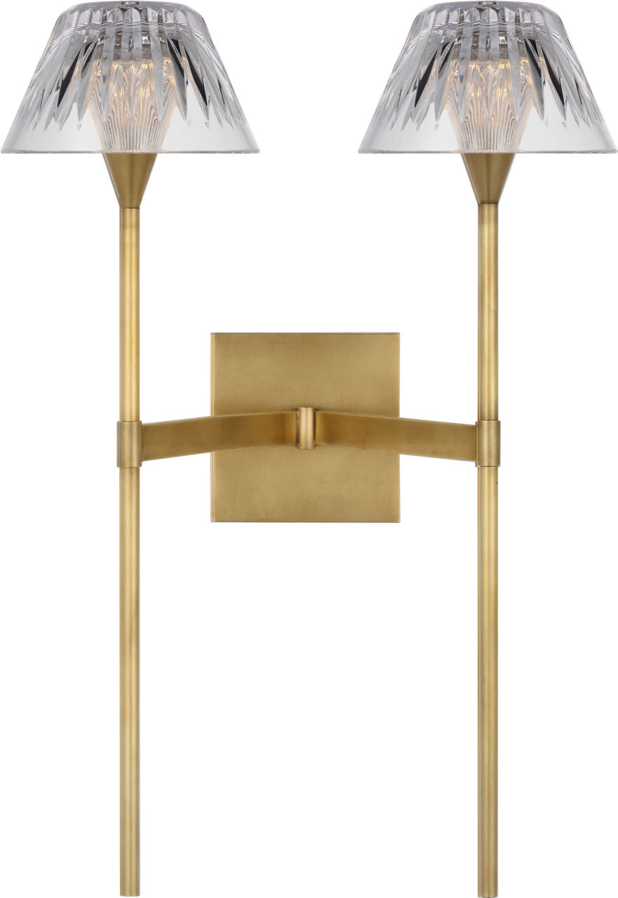 Blaze 19" 2 Light Tail Sconce | Natural Brass | Clear Crystal
