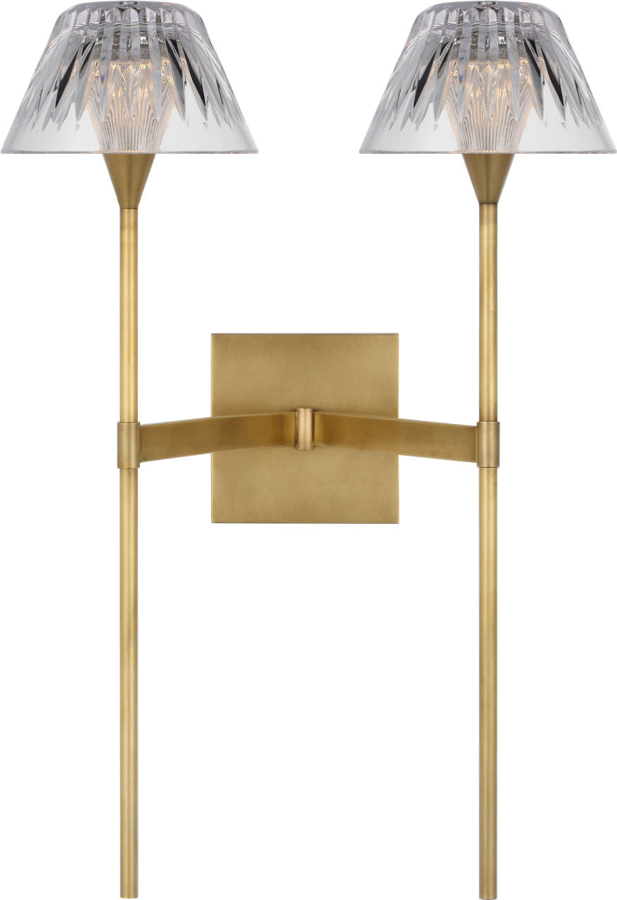 Blaze 19" 2 Light Tail Sconce | Natural Brass | Clear Crystal