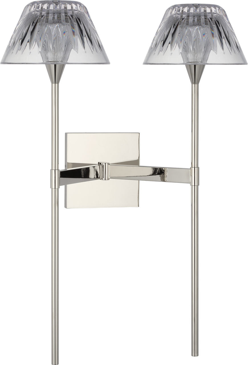 Blaze 19" 2 Light Tail Sconce | Polished Nickel | Clear Crystal