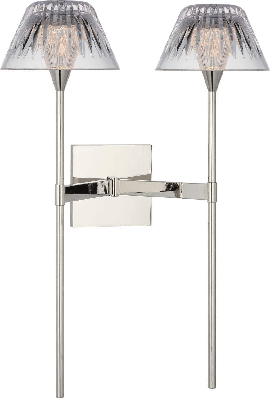 Blaze 19" 2 Light Tail Sconce | Polished Nickel | Clear Crystal