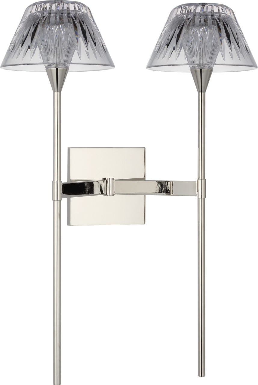 Blaze 19" 2 Light Tail Sconce | Polished Nickel | Clear Crystal