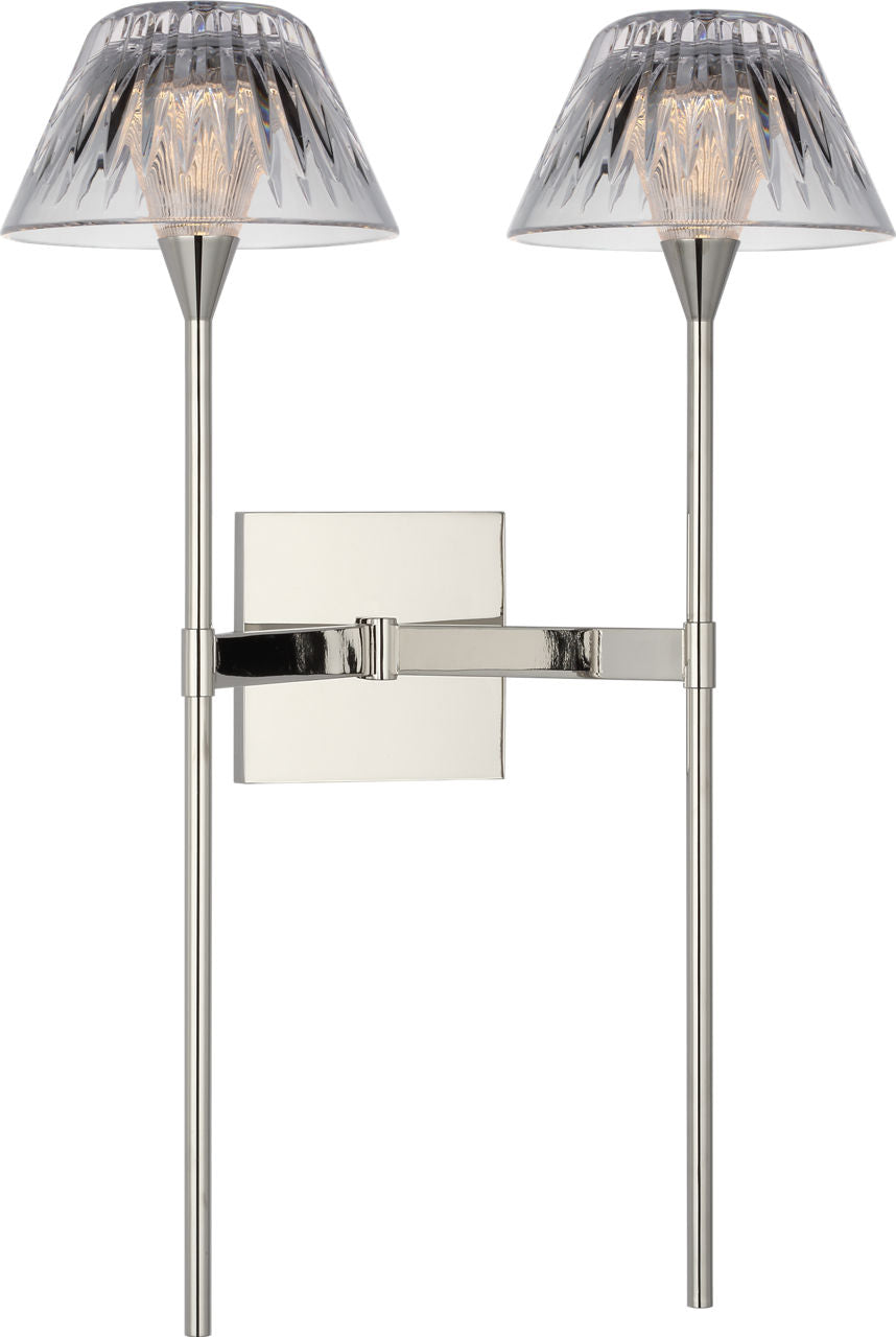 Blaze 19" 2 Light Tail Sconce | Polished Nickel | Clear Crystal