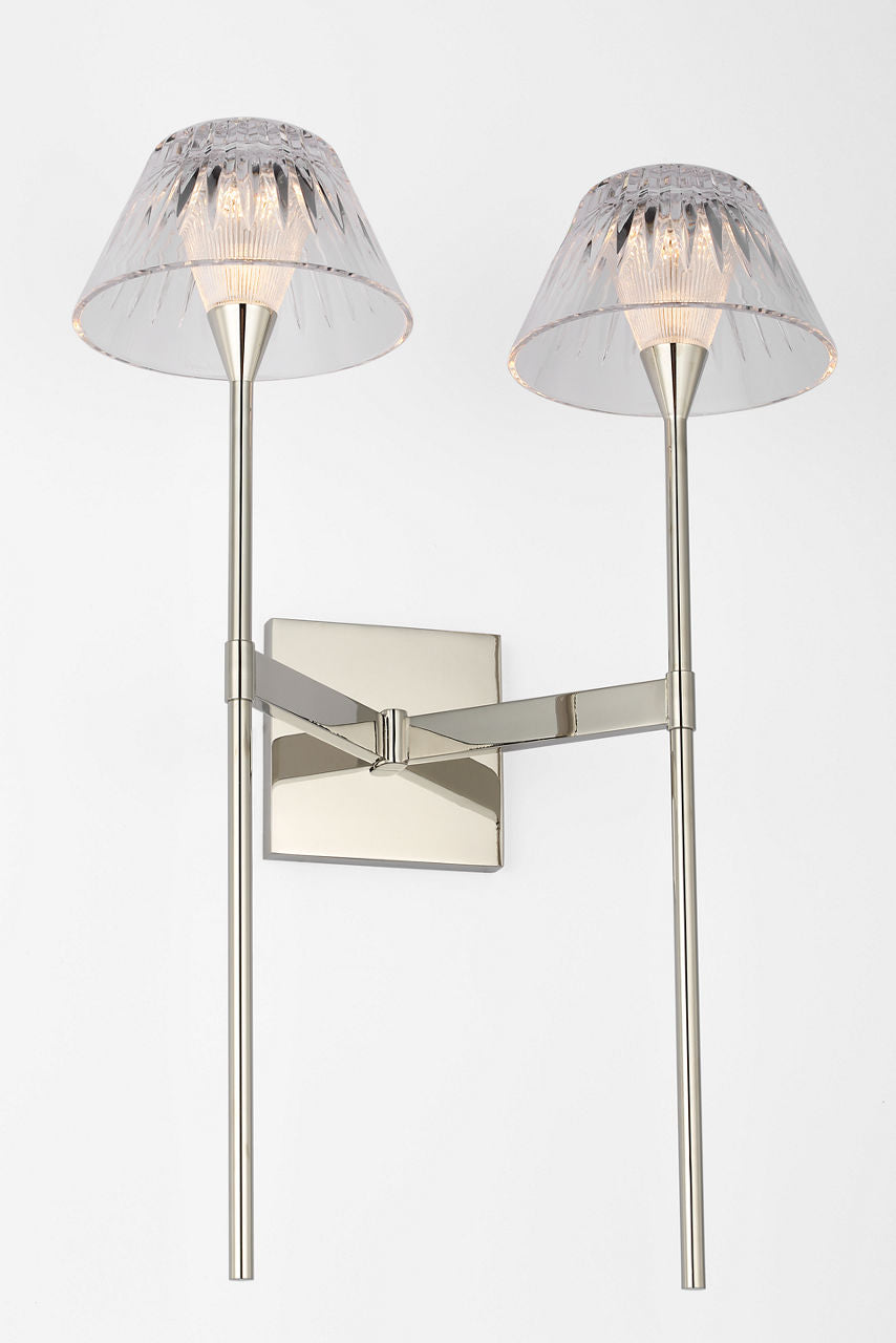 Blaze 19" 2 Light Tail Sconce | Polished Nickel | Clear Crystal
