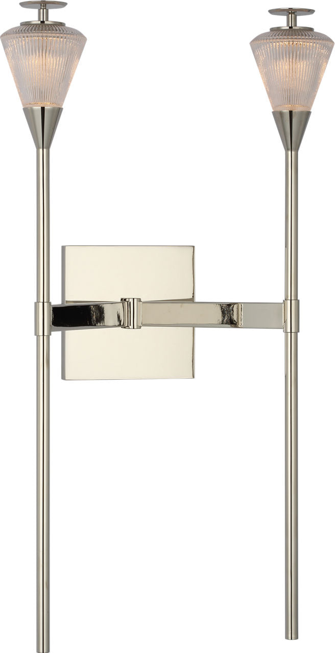 Blaze 19" 2 Light Tail Sconce | Polished Nickel | Clear Crystal