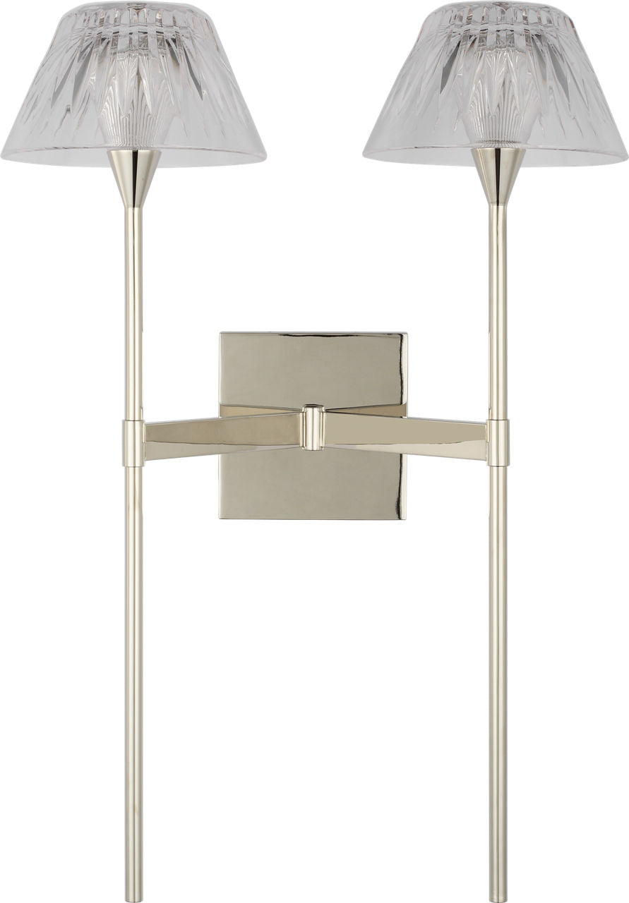 Blaze 19" 2 Light Tail Sconce | Polished Nickel | Clear Crystal
