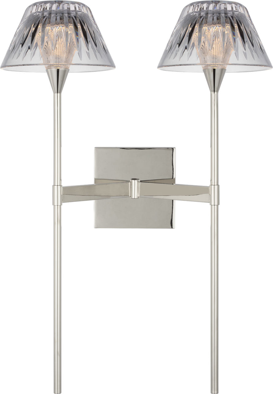 Blaze 19" 2 Light Tail Sconce | Polished Nickel | Clear Crystal