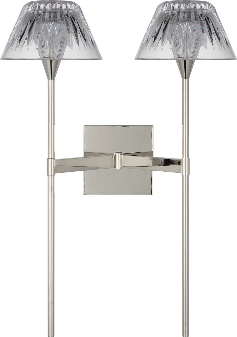 Blaze 19" 2 Light Tail Sconce | Polished Nickel | Clear Crystal