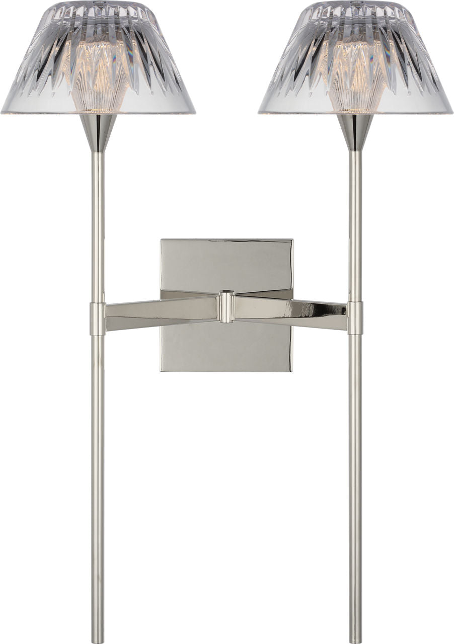 Blaze 19" 2 Light Tail Sconce | Polished Nickel | Clear Crystal