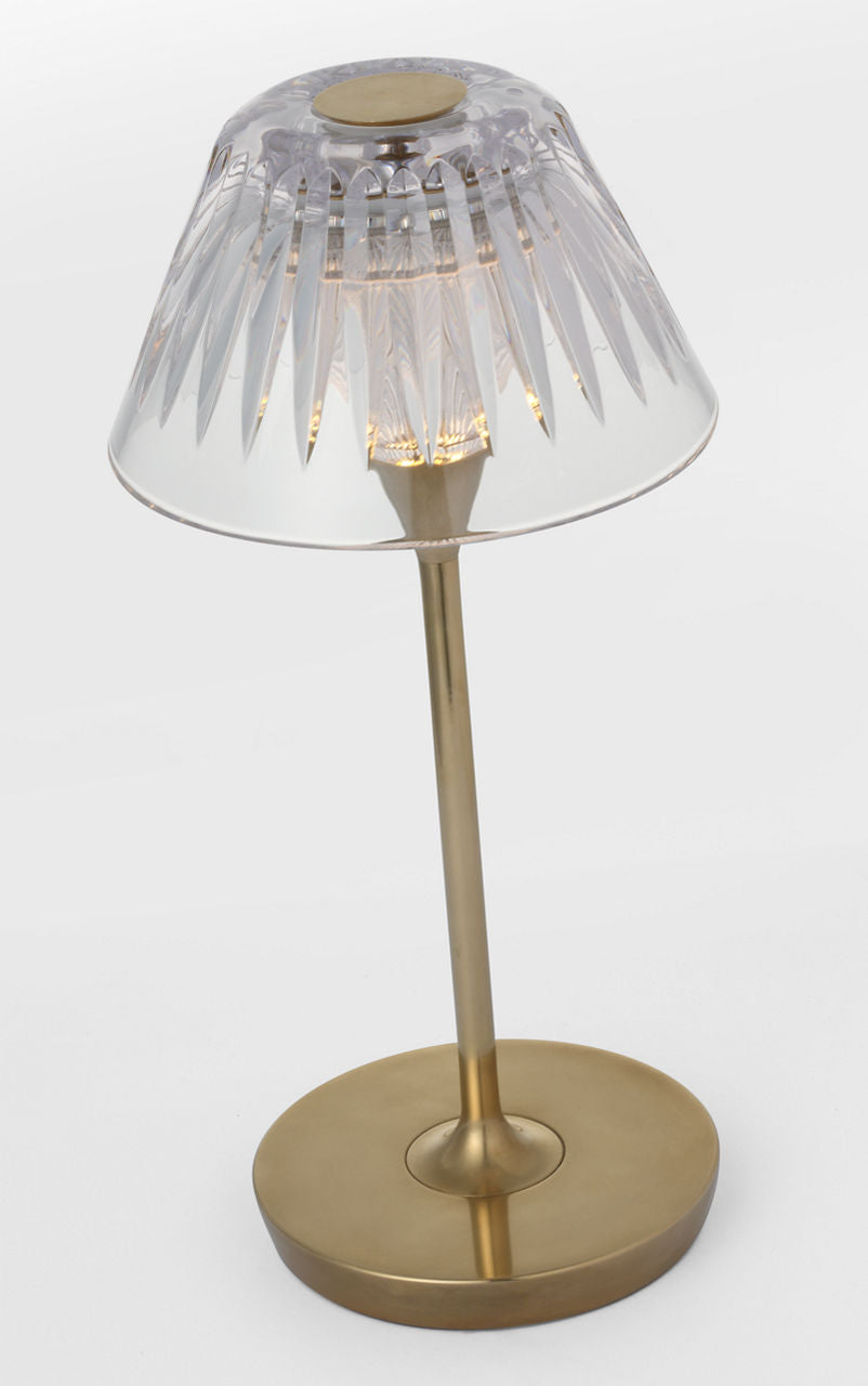 Blaze 12" Rechargeable Table Lamp | Natural Brass | Clear Crystal
