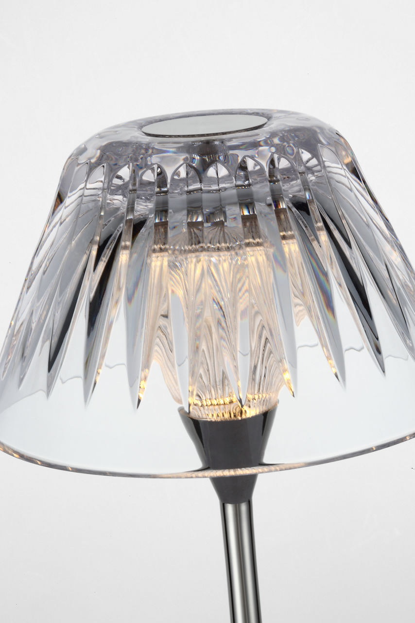Blaze 12" Rechargeable Table Lamp | Polished Nickel | Clear Crystal