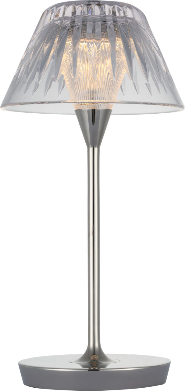 Blaze 12" Rechargeable Table Lamp | Polished Nickel | Clear Crystal