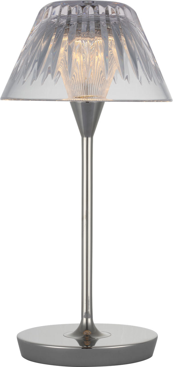 Blaze 12" Rechargeable Table Lamp | Polished Nickel | Clear Crystal