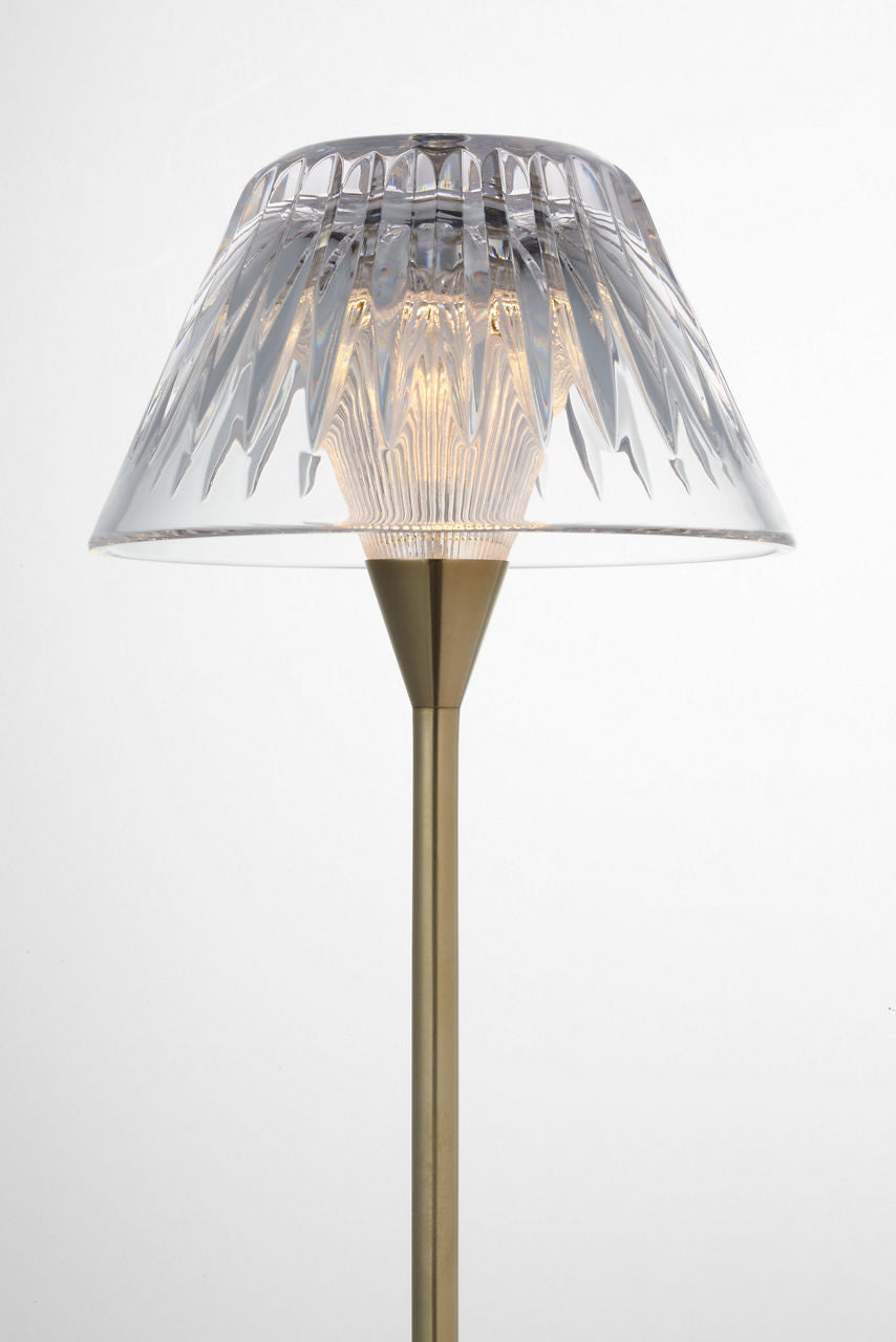 Blaze 16" Rechargeable Table Lamp | Natural Brass | Clear Crystal